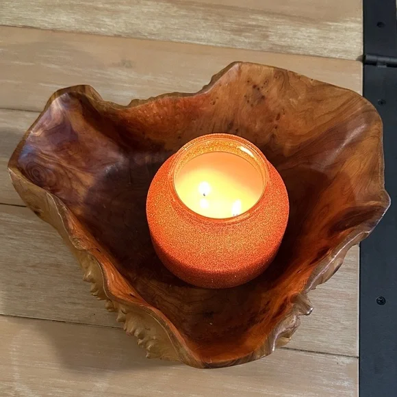 Stunning Burlwood Birdseye Wooden Bowl Vintage 12.5” long 10” wide 4” tall - Picture 3 of 6